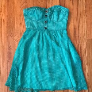 Strapless polka dot dress